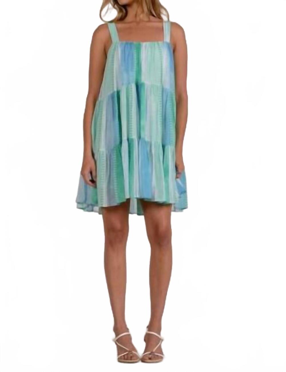 NEW ELAN women's tiered dress in blue strovia